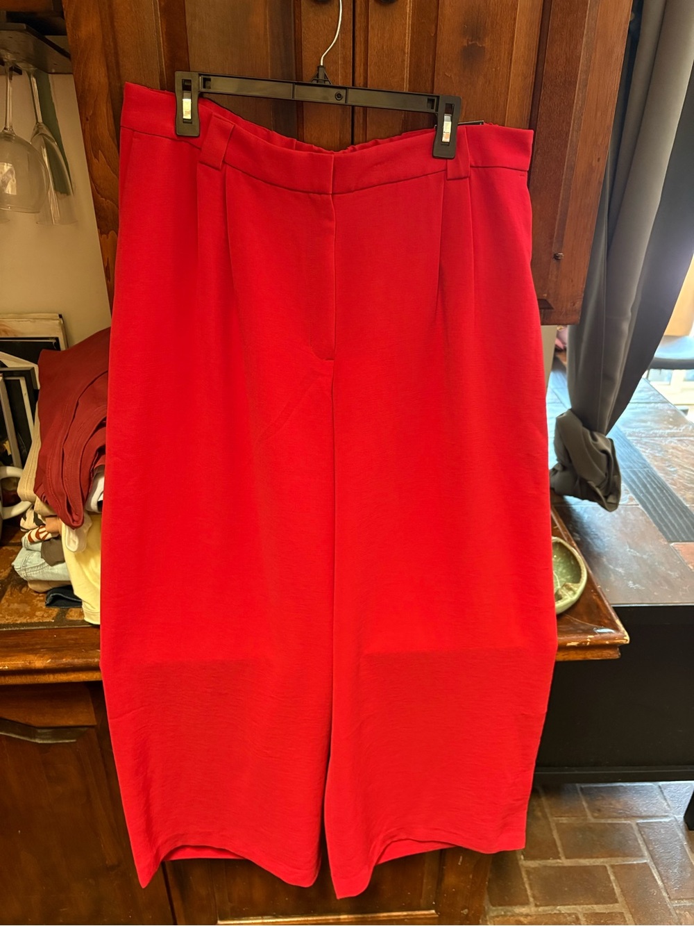Express Classic High-Waist Wide-Leg Pants - Red